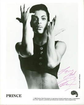 PRINCE Near-Mint Signed 8 x 10 Paisley Park Records 1986 Promotional Photograph (Beckett)